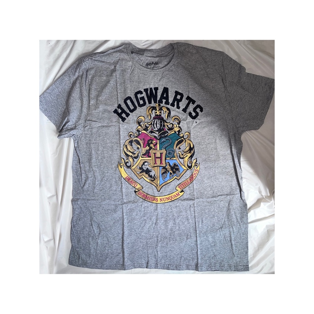 Harry Potter Hogwarts Men's 2XL T-Shirt ~ Gray 100% Cotton